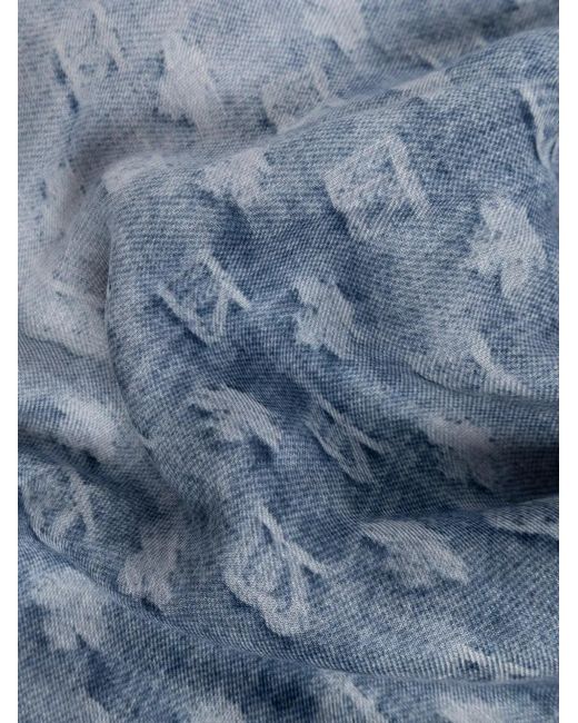 DSquared² Blue Fringed Patterned Scarf