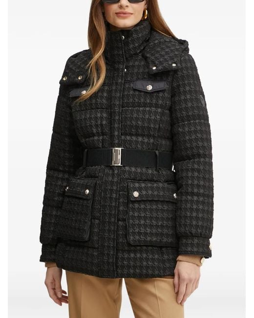Morgan Black Houndstooth Belted Jacket