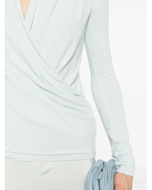 Blusa Drapeada Con Cuello En V Givenchy de color Blue