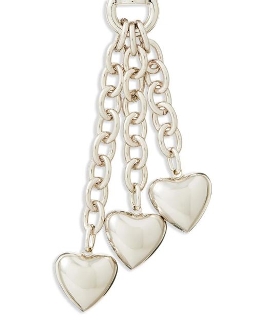 Roxanne Assoulin White Triple-Heart Charm Keychain