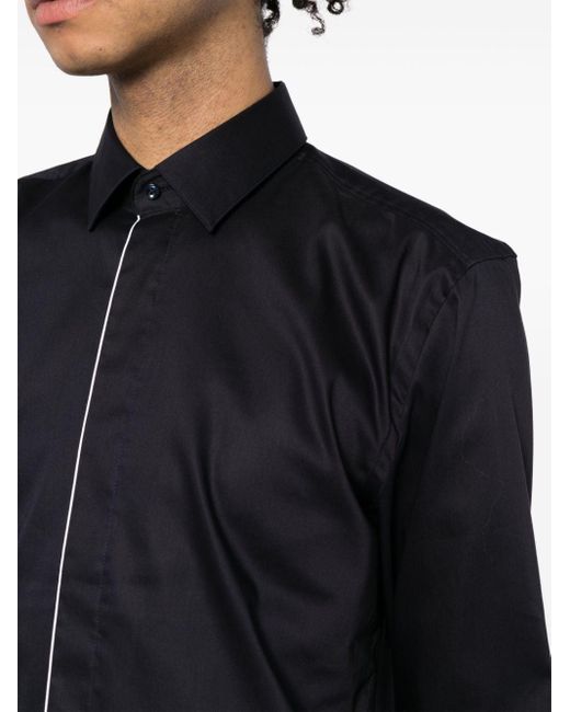 Boss Black Contrast-trim Cotton Shirt for men