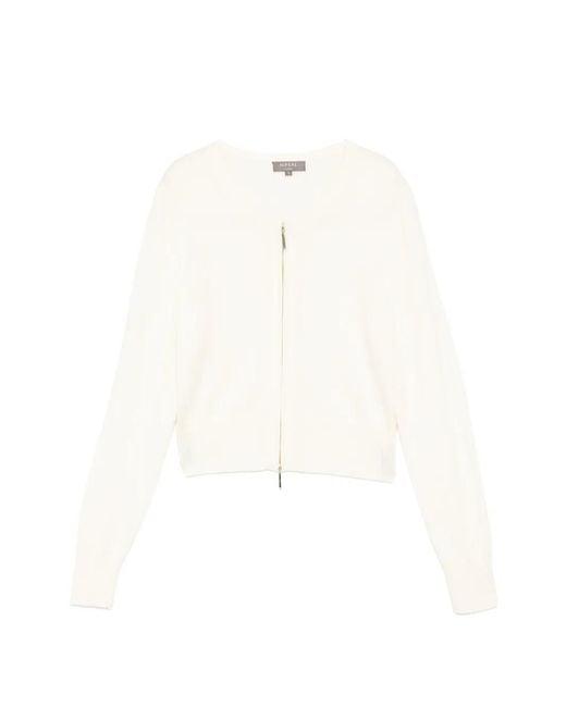 N.Peal Cashmere White Cardigan Ivy À Fermeture Zippée