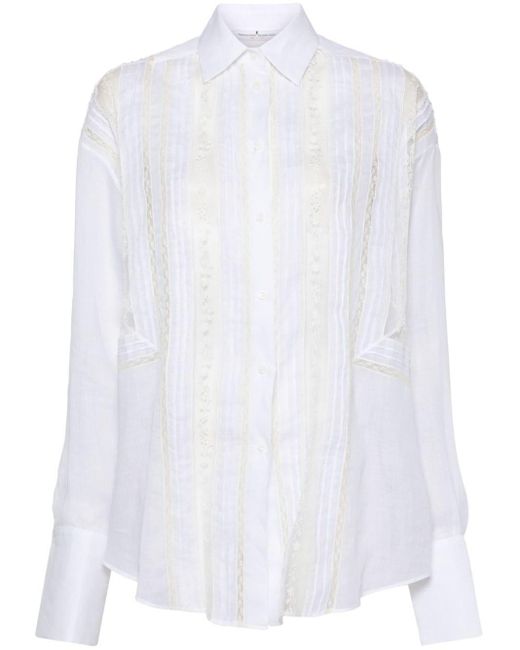Camisa con encaje floral Ermanno Scervino de color White
