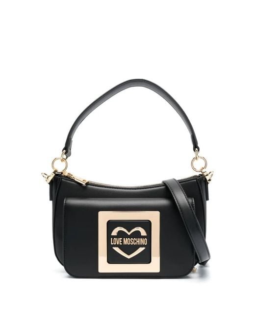 Love Moschino Black Logo-Plaque Tote Bag