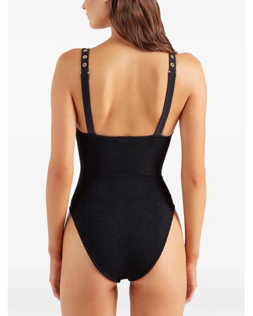 Hunza G Black Melody Eyelet-Detail Swimsuit
