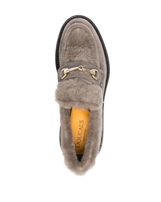 Doucal's Gray Horsebit-Detail Loafers
