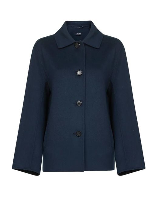 Max Mara Blue Button-Fastening Collared Jacket