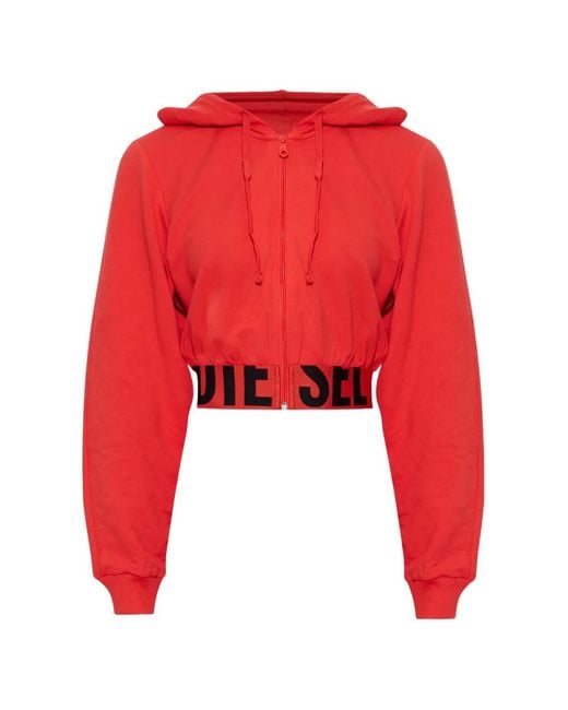 DIESEL Red Logo-Tape Cropped Hoodie