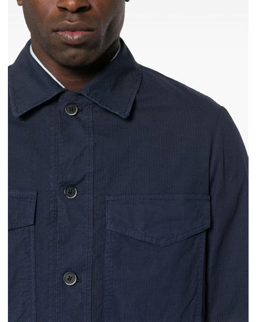 Barena Blue Long-sleeve Ripstop Shirt for men