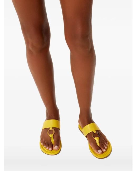 Odissi Yellow Olivia Ring-Detail Leather Sandals