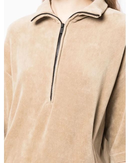 Fear Of God Natural Velour Mock-Neck Half-Sleeve Top