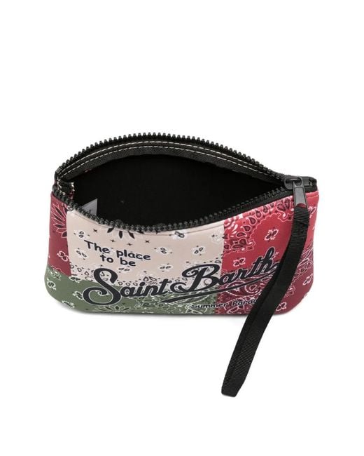 Mc2 Saint Barth Red Aline Bandana-Print Clutch Bag