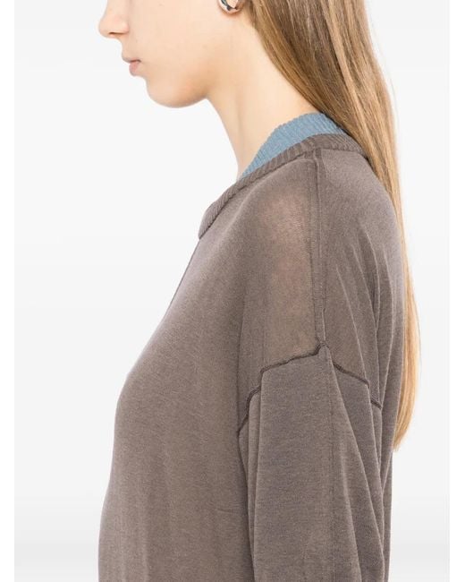 COTEMP Gray Contrasting Collar Top