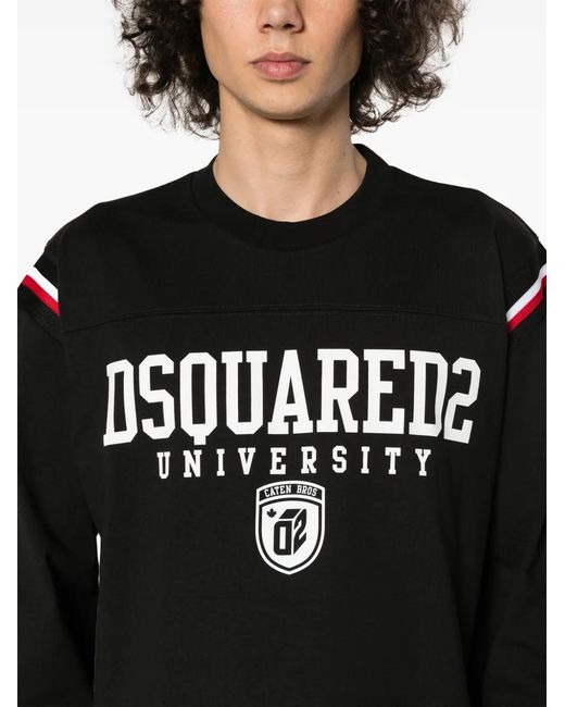 DSquared² Black Varsity Logo-Print T-Shirt for men