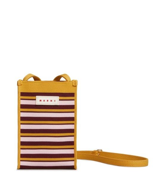 Marni Orange Schultertasche Mit Logo-Applikation