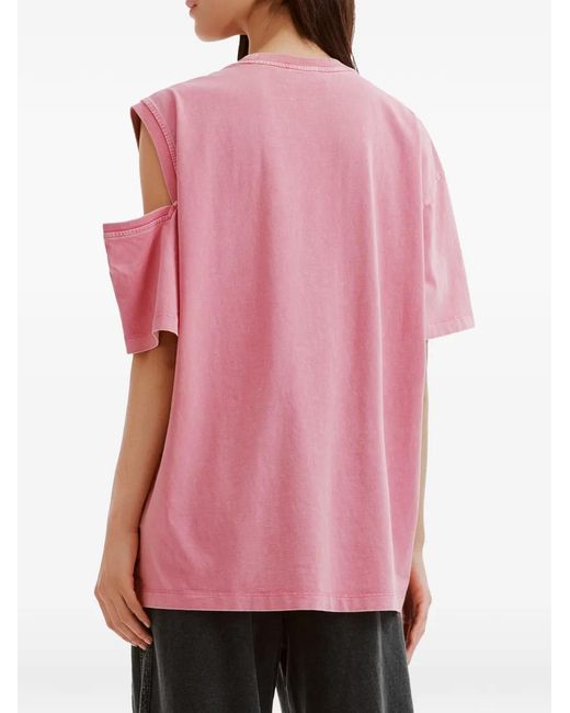 Mini Cream Pink Cut-Out Star-Embellished T-Shirt