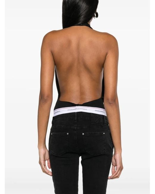 DSquared² Black Crystal-Embellished Cotton Body
