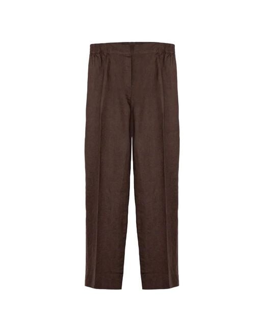 Purotatto Brown Pantalon En Lin À Coupe Ample