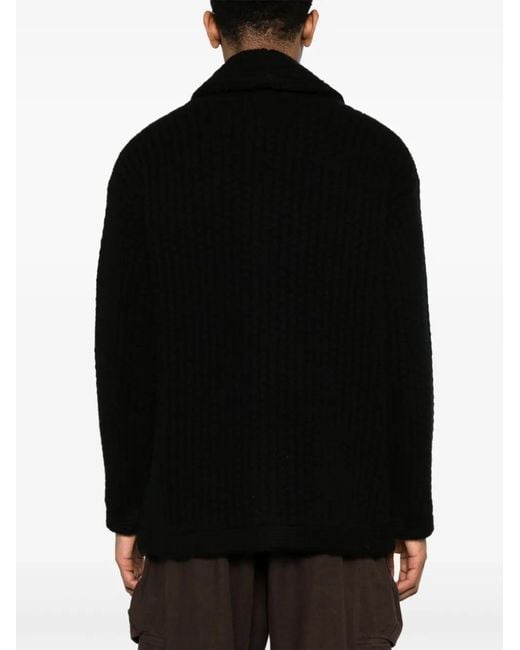 Alanui Black Finest Ribbed Cardigan for men