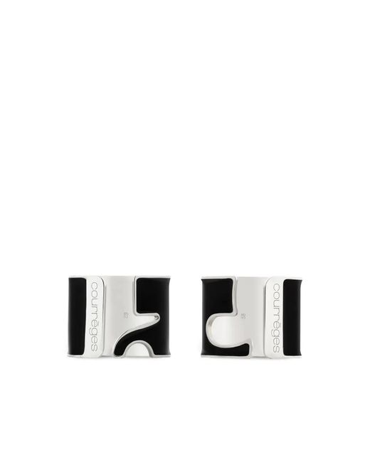 Courreges White Logo-Enamel Ring Set