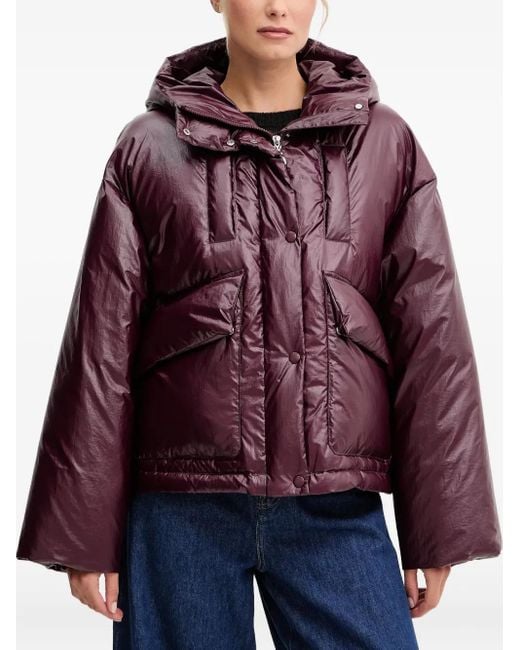 Patrizia Pepe Red Hooded-Neckline Padded Jacket