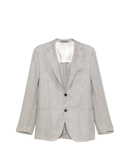 Corneliani White Single-Breasted Notched-Lapels Blazer for men