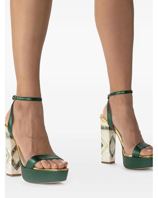 freya rose Green Arte Ankle-Strap Heeled Sandals