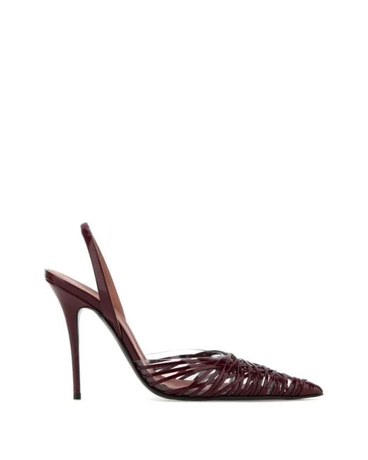 AMINA MUADDI Pink Lori Woven Leather Pumps