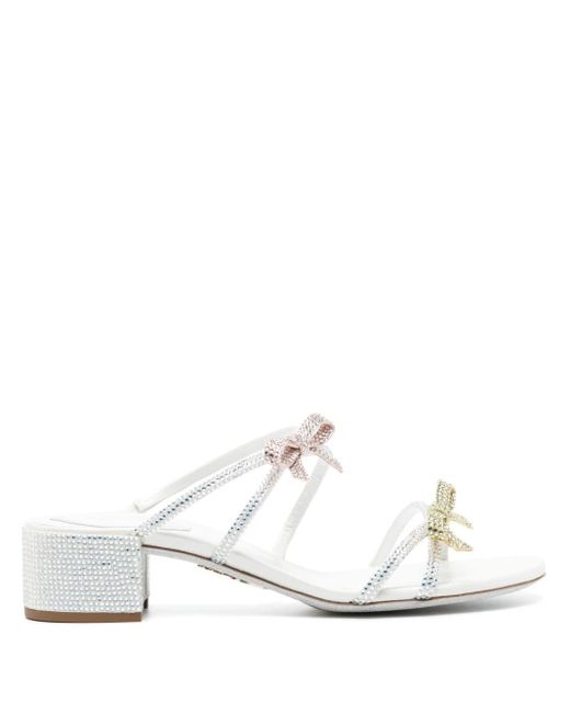 Rene Caovilla White Caterina 40mm Bow-embellished Sandals