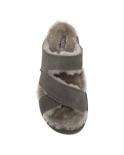 Ugg Gray Criss-Cross-Strap Sandals