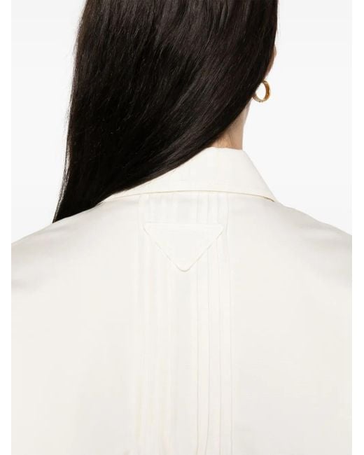 Prada White Cropped-Jacke Mit Biesen
