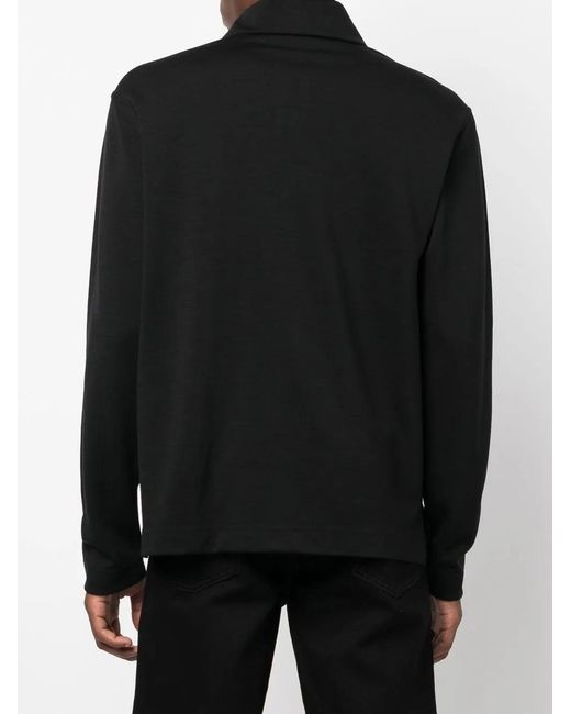 Lemaire Blue Buttoned-Up High-Neck Sweater for men