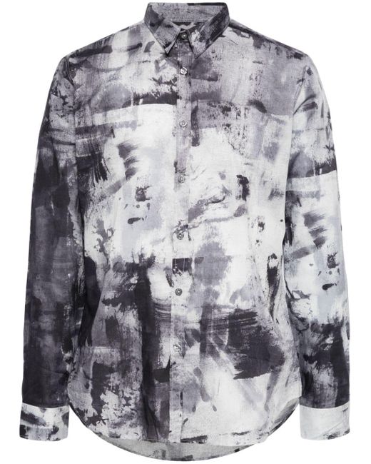 Paul Smith Gray Abstract-print Cotton Shirt for men