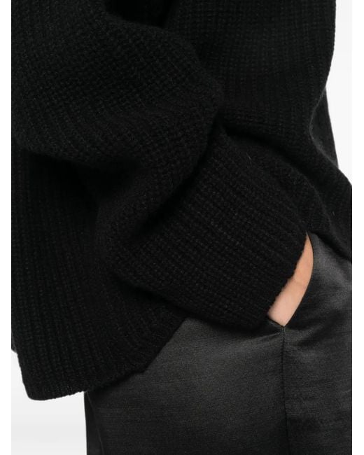 Liviana Conti Black Ribbed-Knit Roll-Neck Sweater