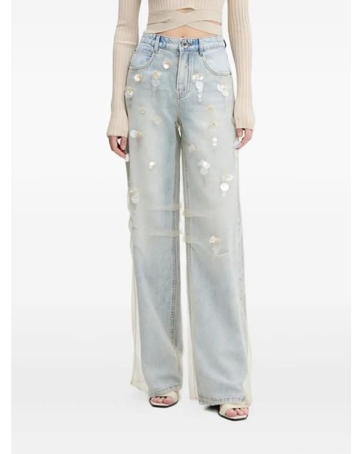 Miss Sixty Jeans Met Wijde Pijpen En Tulen Vlakken in het Blue