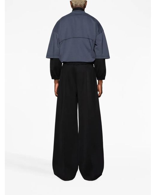 Reebok Black Wide-Leg Cotton-Blend Track Pants