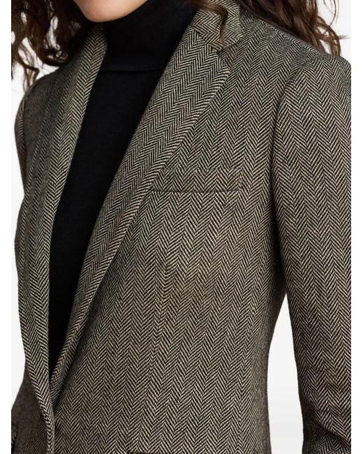 Ralph Lauren Black Blazer À Motif De Chevrons