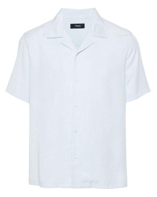 Camisa con motivo floral Theory de hombre de color White