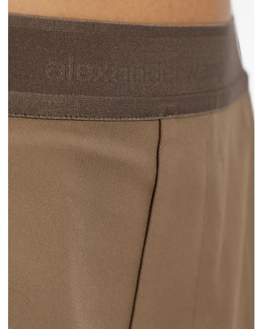 Alexander Wang Natural Logo-Waistband Palazzo Pants