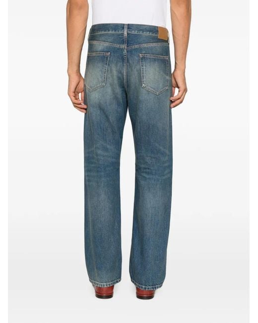 Saint Laurent Blue Belt-Loop Faded-Effect Jeans for men