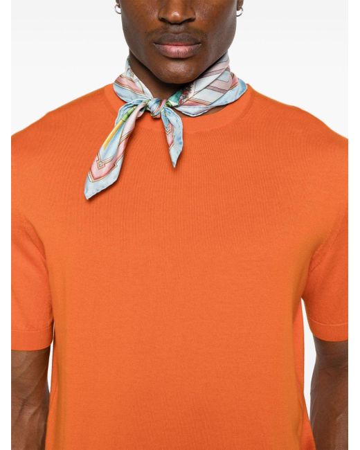 Pull en coton à manches courtes Zegna pour homme en coloris Orange