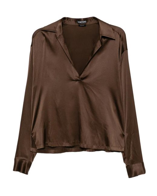 Tom Ford Brown Satin Blouse