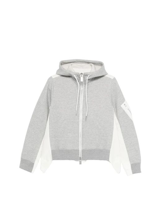 Sacai White Panelled Hoodie