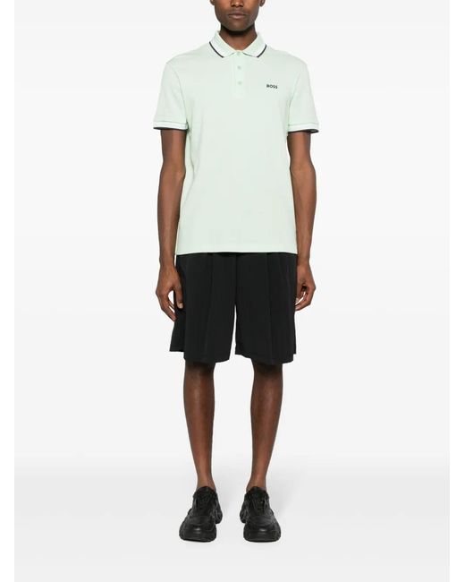 Boss Green Logo-Embroidered Cotton Polo Shirt for men