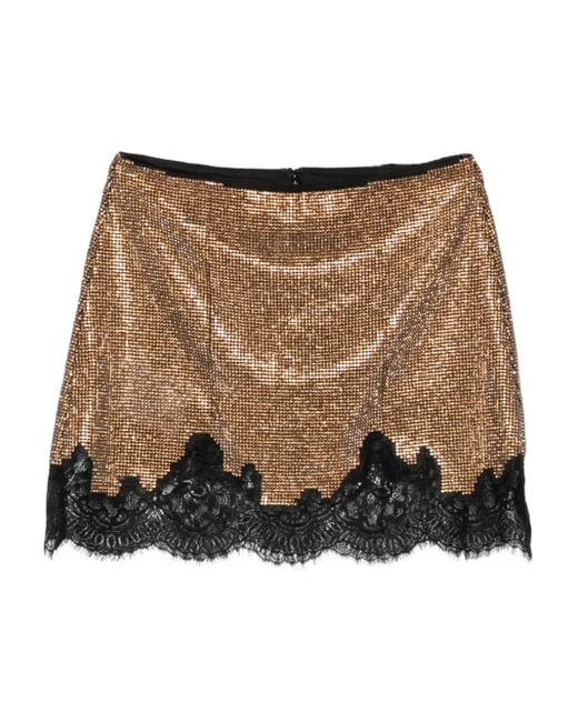 Self-Portrait Brown Lace-Trim Mini Skirt