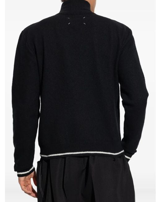 Maison Margiela Blue High-Neck Front-Zip Sweater for men