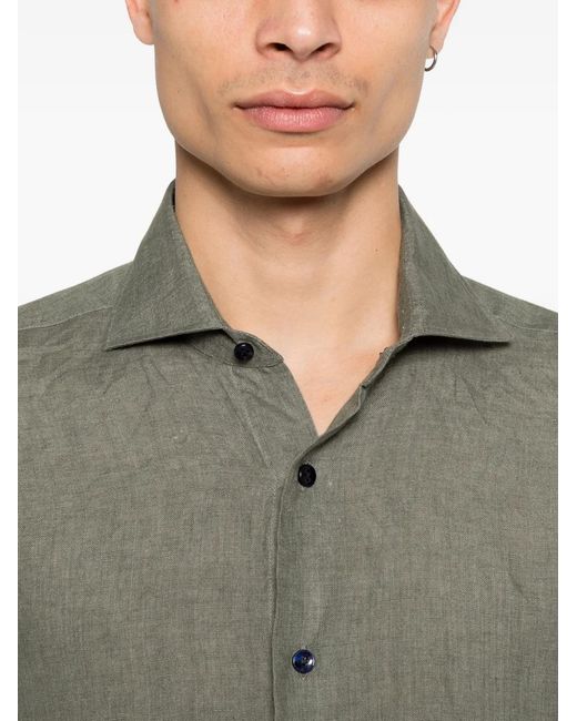 Barba Napoli Green Button Shirt for men