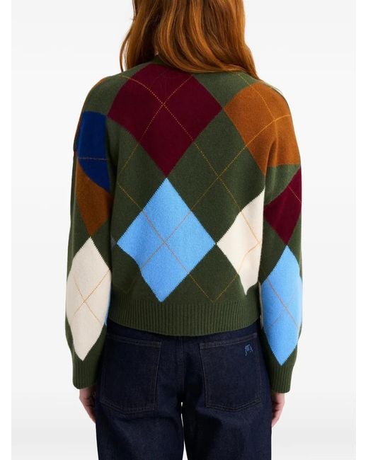 Pringle of Scotland Green Argyle-Pattern Cardigan