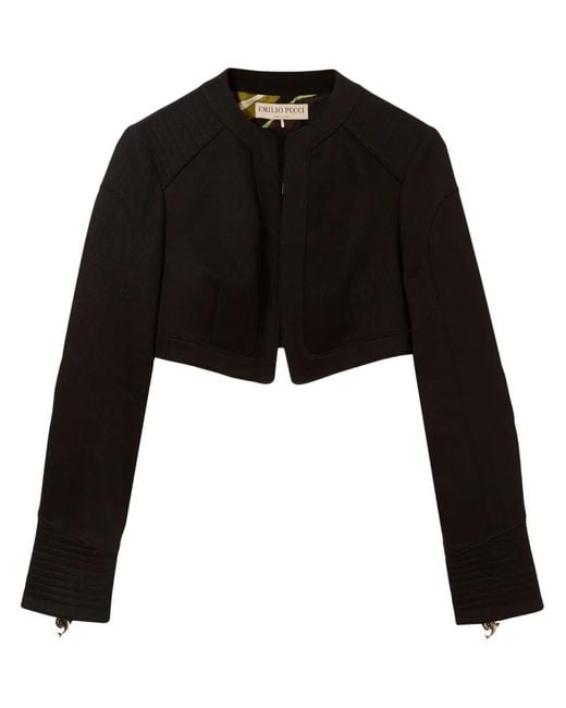 Emilio Pucci Black Open-Front Cropped Jacket