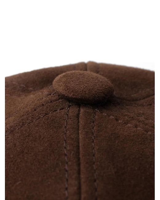 Prada Brown Triangle-Logo Suede Baseball Cap for men